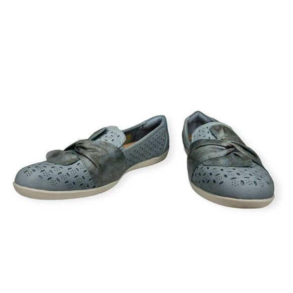 Earth Origins Shoes Size 9.5 M Blue Perforated Nubuck Scarf Slip On Flats Finley - Picture 2 of 7